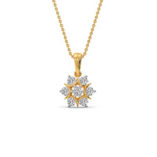 Nakshatra Floret Cluster Diamond Chain Pendant - Yellow