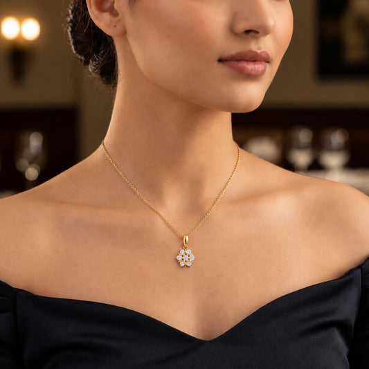 Nakshatra Floret Cluster Diamond Chain Pendant - MQ_AI
