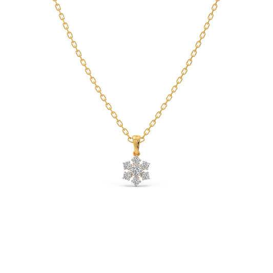 Nakshatra Rosette Cluster Diamond Chain Pendant - Yellow