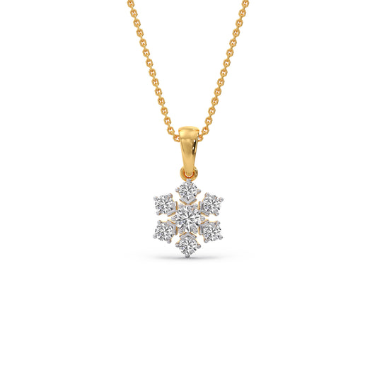 Nakshatra Rosette Cluster Diamond Chain Pendant - Yellow