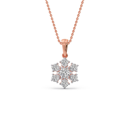 Nakshatra Bloom Cluster Diamond Chain Pendant - Rose