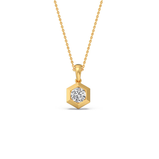 0.51 ct Hexora Bezel Round Solitaire Chain Pendant - Yellow