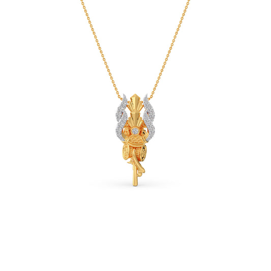 Vedic Trishul Round Diamond Pendant - Yellow
