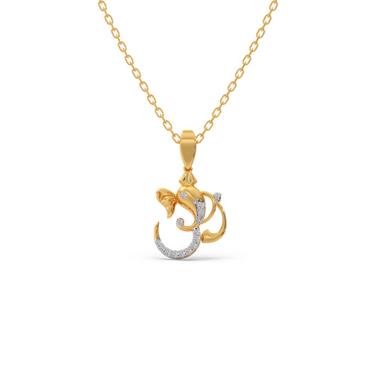 Ganesha Diamond Pendant - Yellow