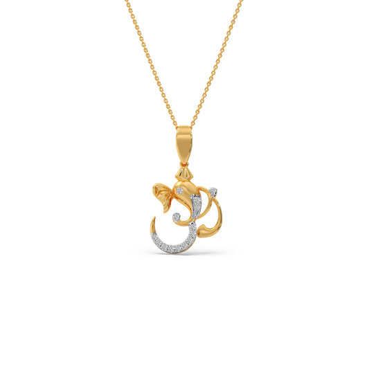 Ganesha Diamond Pendant - Yellow