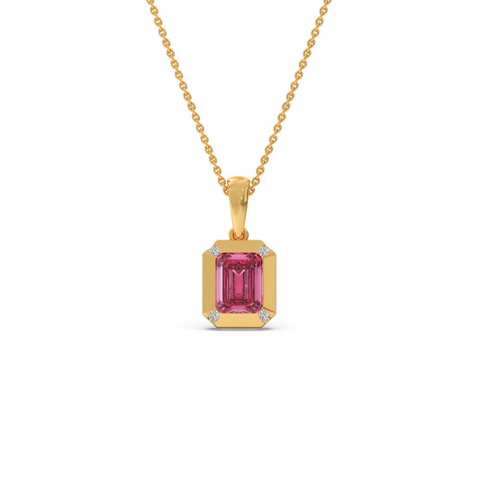 Chrome Emerald Coloured Lab Diamond Chain Pendant - Yellow