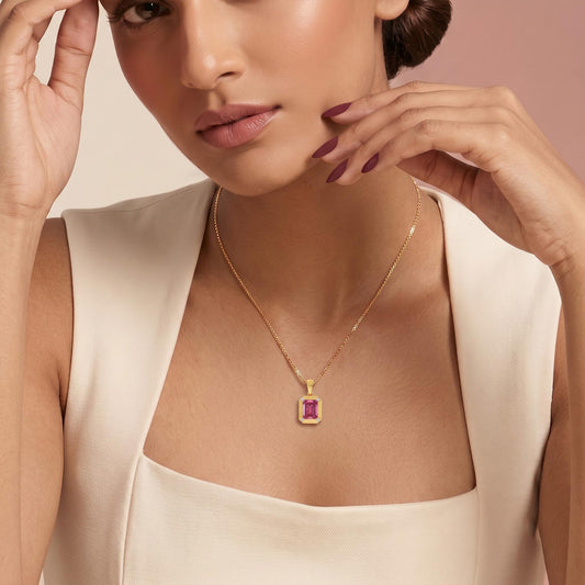 Chrome Emerald Coloured Lab Diamond Chain Pendant - MQ_AI