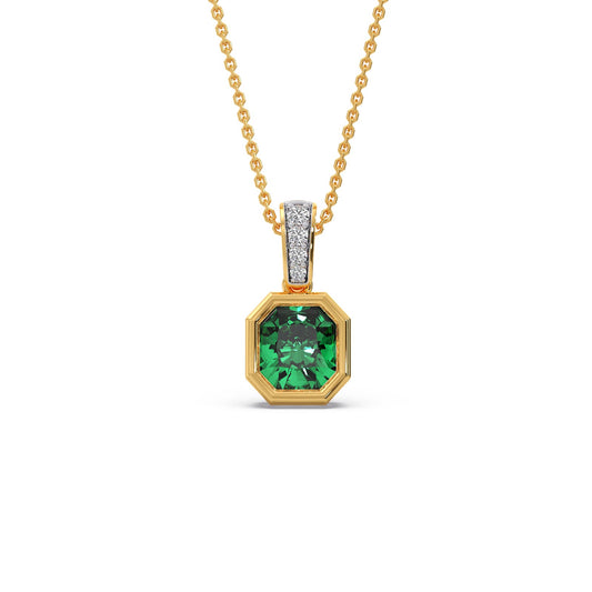 Chrome Radiant Coloured Lab Diamond Chain Pendant - Yellow