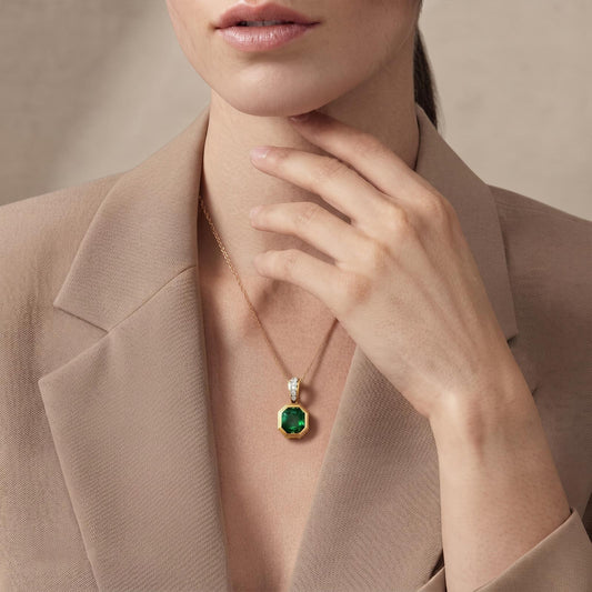 Chrome Radiant Coloured Lab Diamond Chain Pendant - MQ_AI
