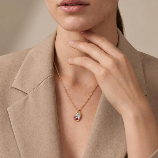 Chrome Pear Coloured Lab Diamond Chain Pendant - MQ_AI