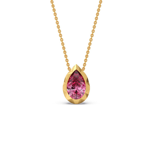 Chrome Teardrop Coloured Lab Diamond Chain Pendant - Yellow