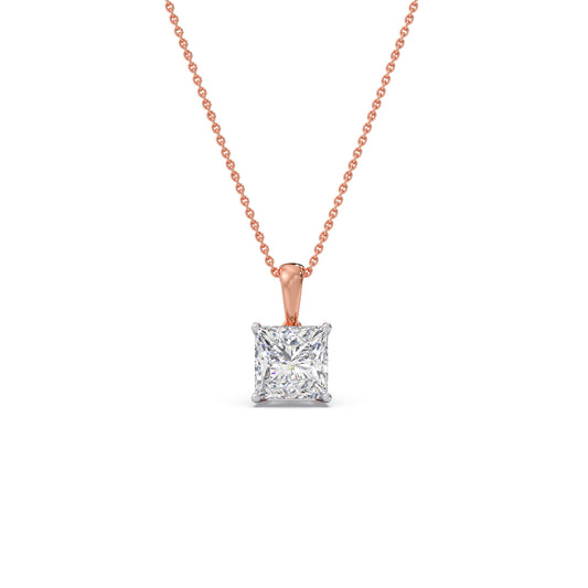 1.5 ct Contemporary Princess Solitaire Chain Pendant - Rose