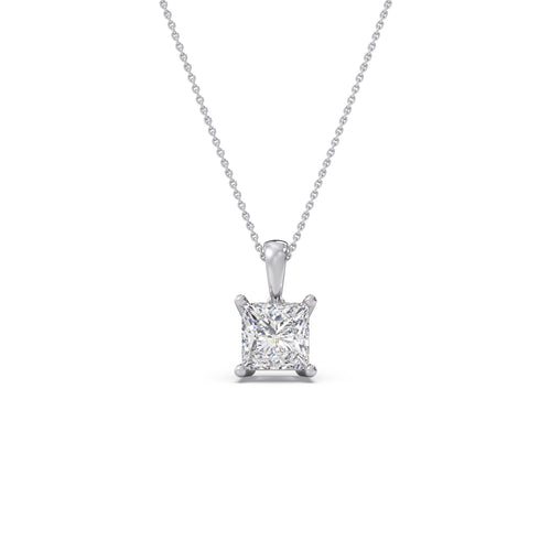 2 ct Geometric Princess Solitaire Chain Pendant