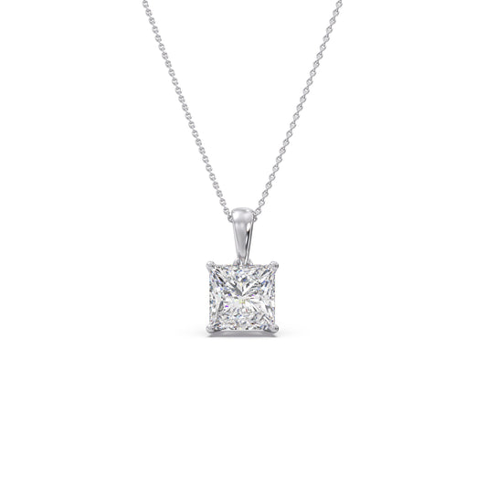 3 ct Timeless Princess Solitaire Chain Pendant - White