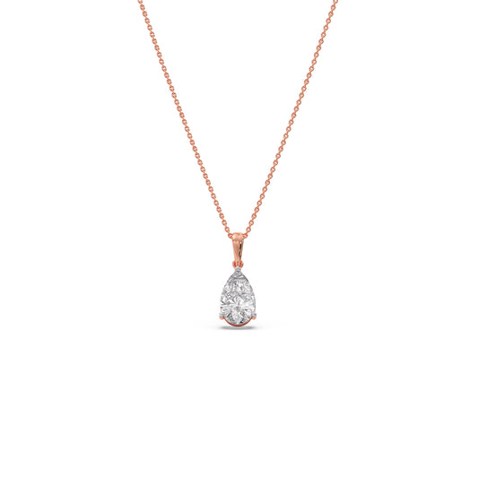 1 ct Feminine Pear Solitaire Chain Pendant - Rose