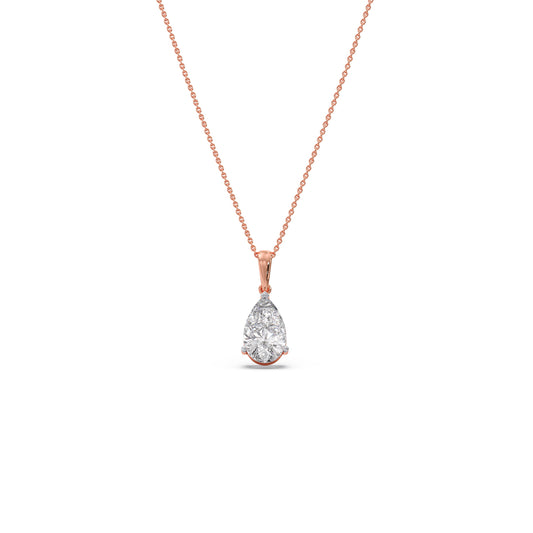 1.5 ct Teardrop Pear Solitaire Chain Pendant - Rose