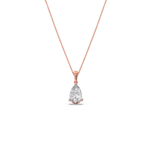2 ct Graceful Pear Solitaire Chain Pendant - Rose