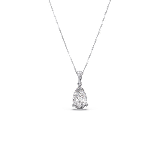 3 ct Gleaming Pear Solitaire Chain Pendant - White
