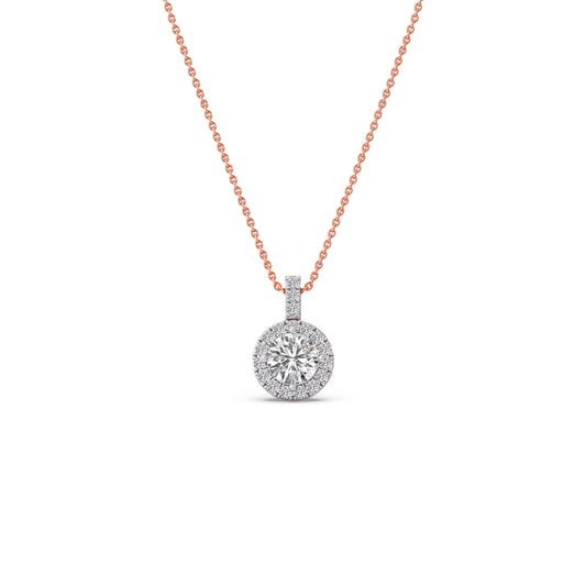 0.66 ct Orbelle Halo Solitaire Chain Pendant - Rose