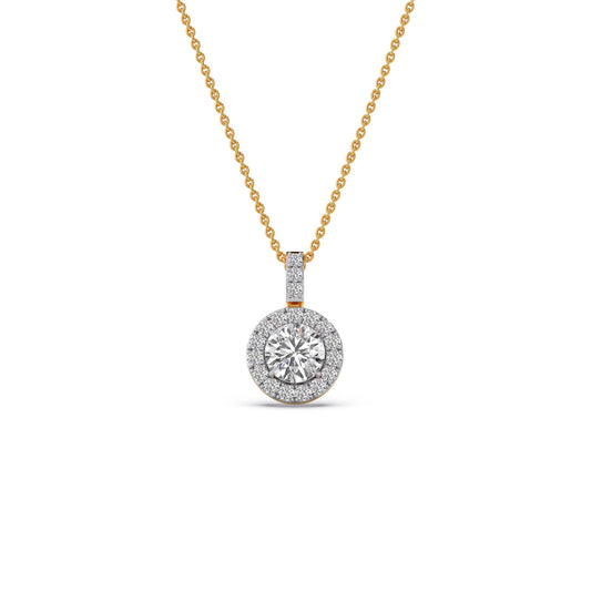 0.65 ct Orbelle Halo Solitaire Chain Pendant - Yellow