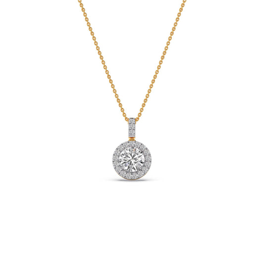 0.92 ct Halo Flame Solitaire Chain Pendant - Yellow
