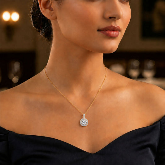 1.38 ct Lumina Halo Solitaire Chain Pendant - MQ_AI