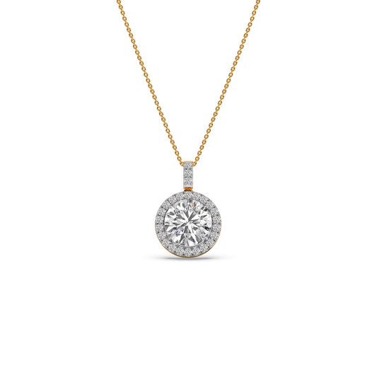 3.32 ct Lucent Halo Solitaire Chain Pendant - Yellow