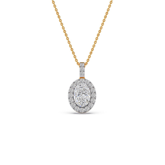 0.87 ct Ovalis Halo Solitaire Chain Pendant - Yellow