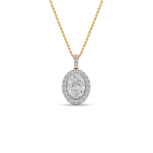 1.20 ct Serene Oval Solitaire Halo Chain Pendant - Yellow