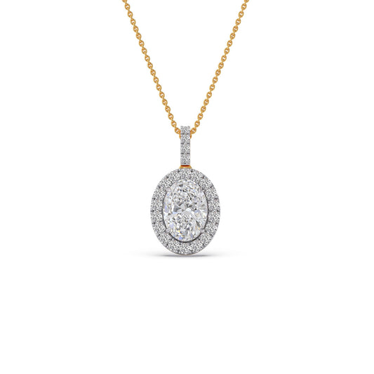 1.88 ct Oval Aura Halo Solitaire Chain Pendant - Yellow