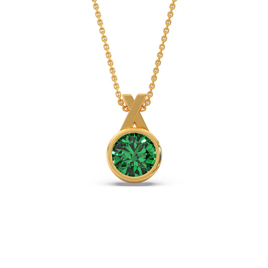 Chrome Xquisite Round Coloured Lab Diamond Chain Pendant - Yellow