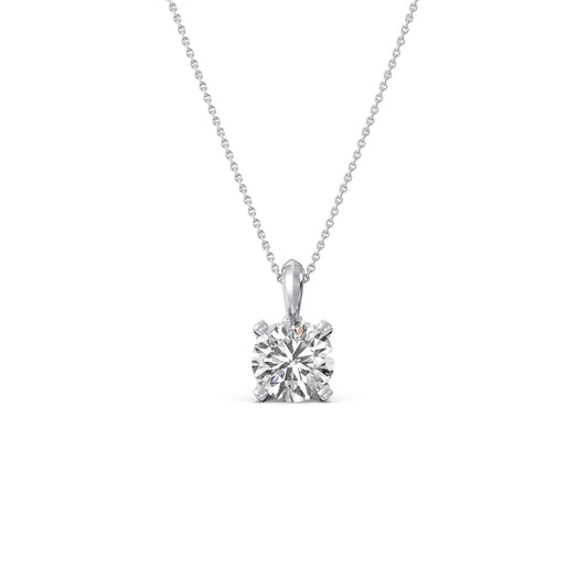 2 ct Precision Round Solitaire Chain Pendant - White