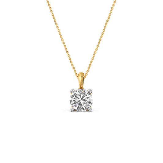 2 ct Precision Round Solitaire Chain Pendant - Yellow