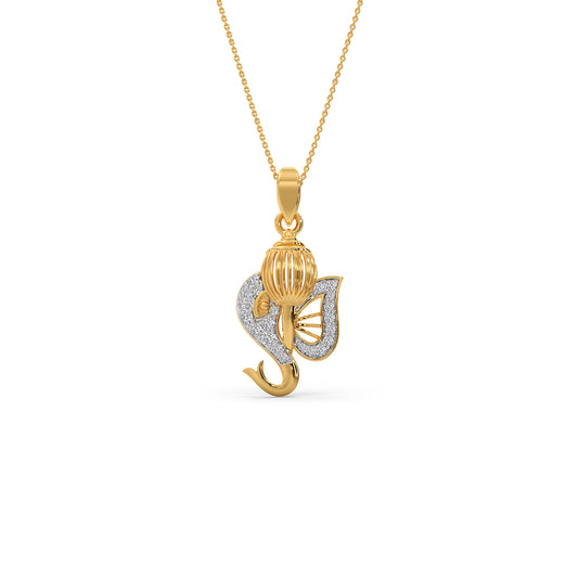 Shubh Ganesha Diamond Pendant - Yellow