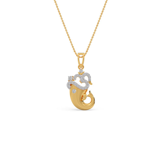 Shri Ganesha Omkar Diamond Pendant - Yellow