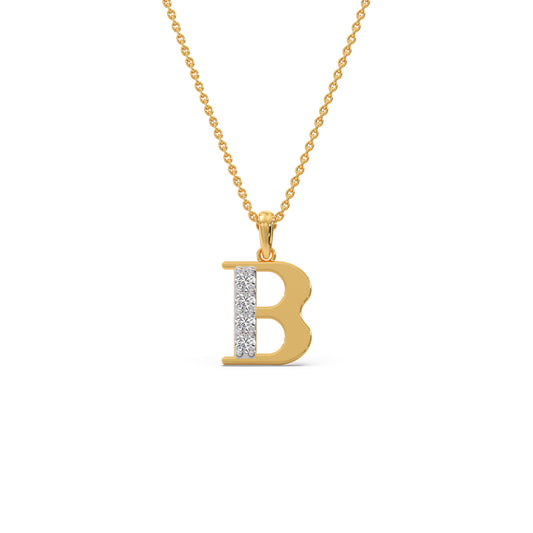 B Alphabet Diamond Pendant - Yellow