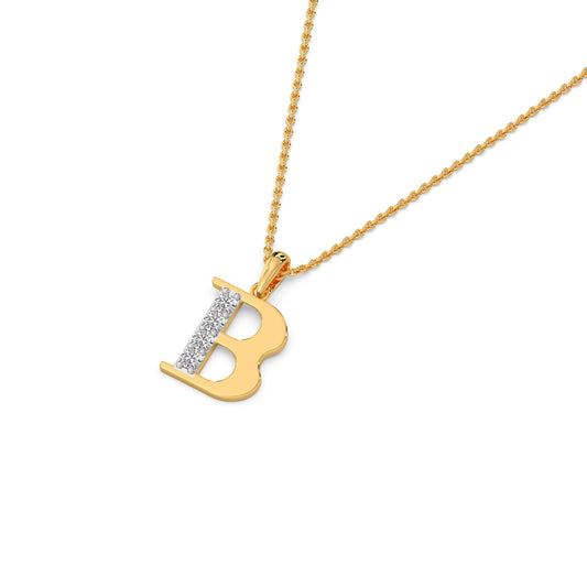 B Alphabet Diamond Pendant - Yellow