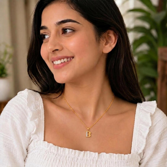 B Alphabet Diamond Pendant - MQ_AI