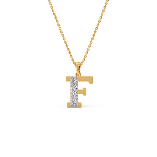 F Alphabet Diamond Pendant - Yellow
