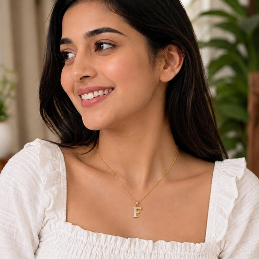 F Alphabet Diamond Pendant - MQ_AI
