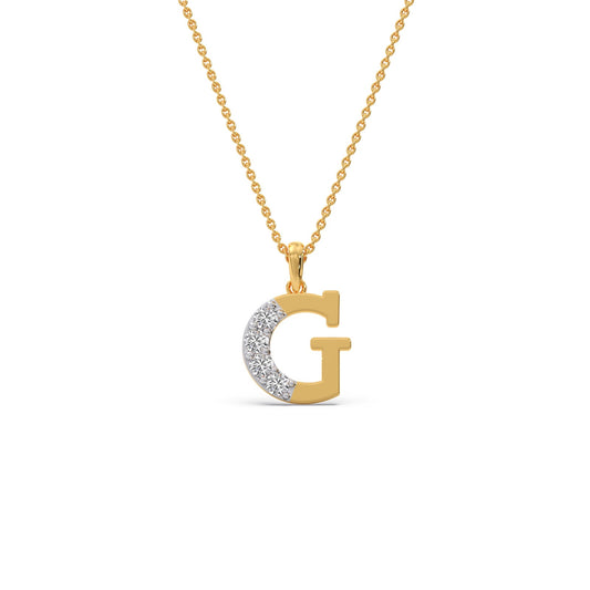 G Alphabet Diamond Pendant - Yellow