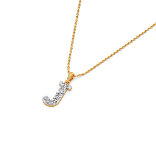 J Alphabet Diamond Pendant - Yellow
