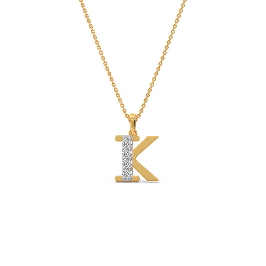 K Alphabet Diamond Pendant - Yellow