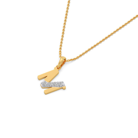 M Alphabet Diamond Pendant - Yellow