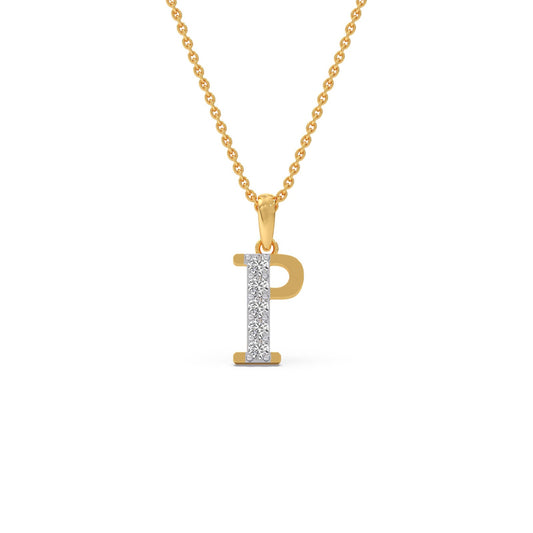 P Alphabet Diamond Pendant - Yellow
