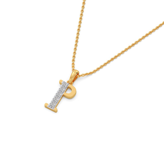 P Alphabet Diamond Pendant - Yellow