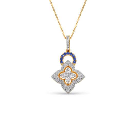 Ornate Bloom Diamond Pendant - Yellow
