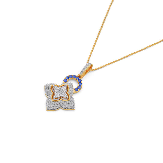 Ornate Bloom Diamond Pendant - Yellow