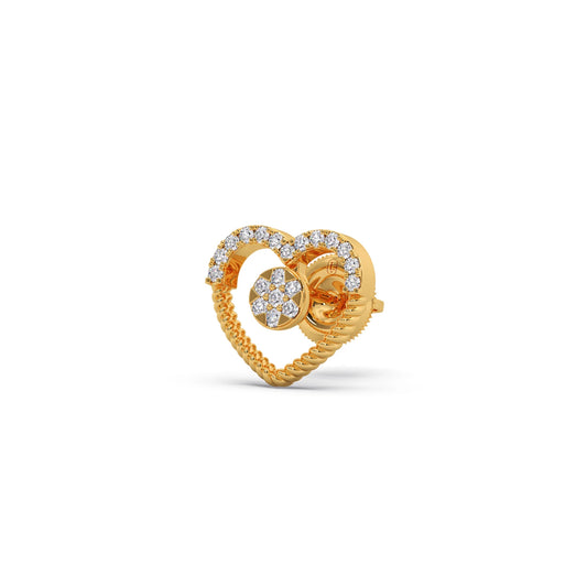 Twisted Heart Drop Diamond Stud Earrings - Yellow