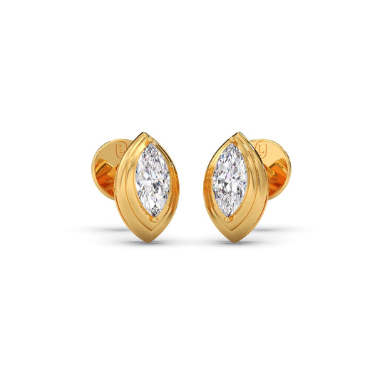 0.54 Ct Marquise Shape Classic Diamond Stud Earrings - Yellow